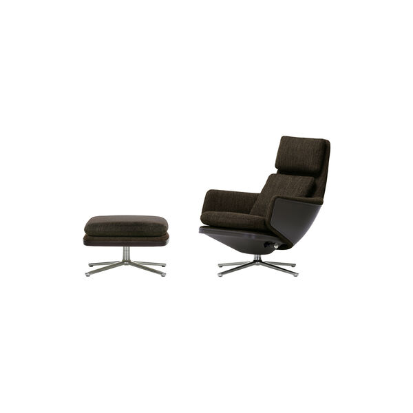 Grand Relax | Lether Forte Chocolate / Corsaro Dark Brown Melange | Lenestol + Ottoman, Vitra 