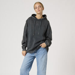 EnzoMW Logo Emb. hoodie, dark grey random wash, My Essential Wardrobe