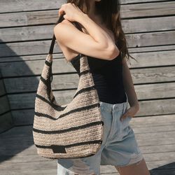 SoleaMBG Bag, Raffia, natural/black mix w/black, Markberg