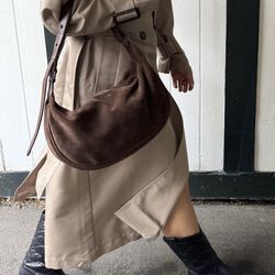 Mini MuseMBG Veske semsket skinn, mørk brun, Markberg