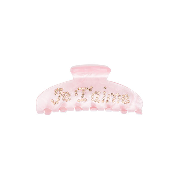 Text H&aring;rklemme, je t'aime pale rose, DARK department