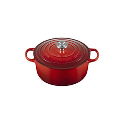 Signature st&oslash;pejern rund gryte | 26 cm | Cerise, Le Creuset