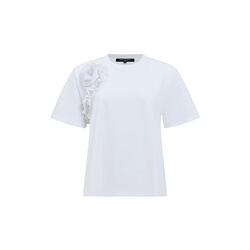 COTTON CREPE RUFFLE T-SHIRT, bright white, French Connection