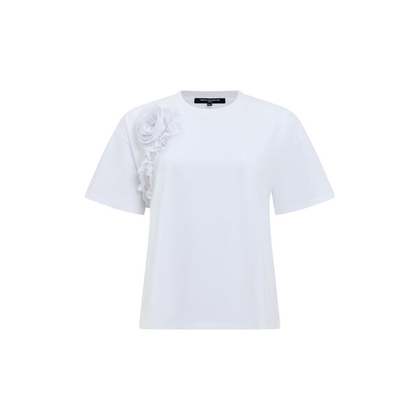 COTTON CREPE RUFFLE T-SHIRT, bright white, French Connection