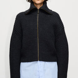 Yummy cardigan, black melange wool, HOPE