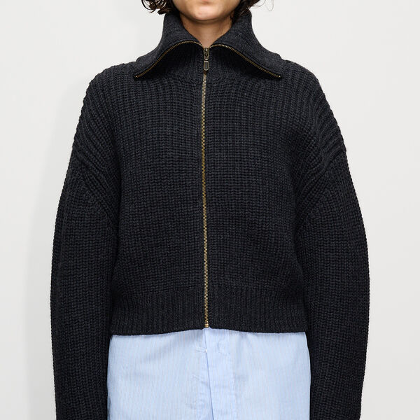 Yummy cardigan, black melange wool, HOPE