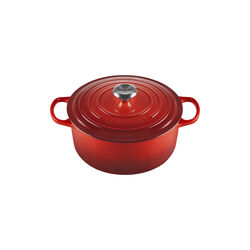 Signature st&oslash;pejern rund gryte &Oslash; 26 cm, cerise, Le Creuset