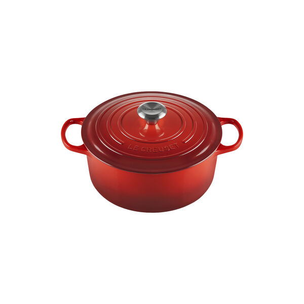 Signature st&oslash;pejern rund gryte &Oslash; 26 cm, cerise, Le Creuset