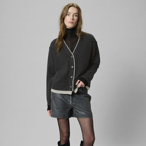 MWTracy Knit Cardigan, dark grey melange, My Essential Wardrobe