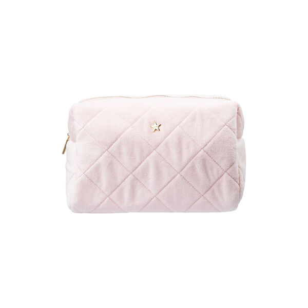 Velvet Square Quilted Make-Up Pouch Large, cotton candy, DARK department