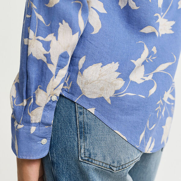 Regular Fit Floral Print Linen Shirt, perfect blue, Gant