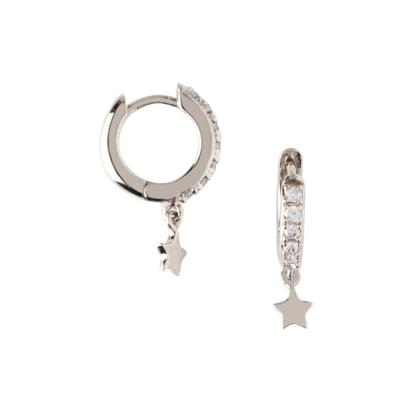 Star Drop huggie hoops, s&oslash;lv, Orelia