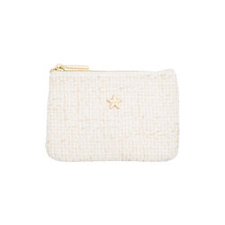 Tweed Mini Pouch, off white w/sand, DARK department