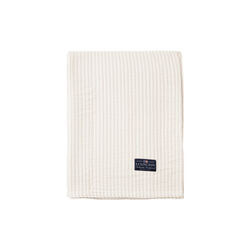 Striped Reversable Organic Cotton sengeteppe, off white/gray, Lexington