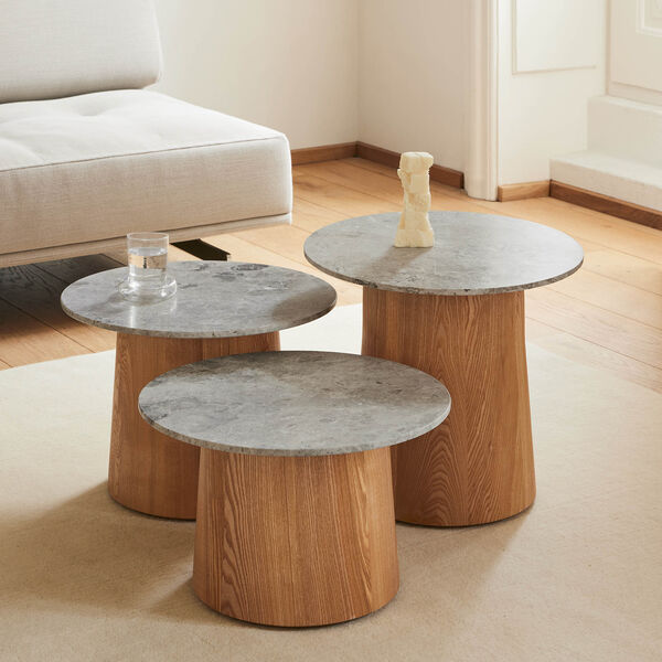 Niveau Coffee Table Ø 61 cm, Tundra Grey/oiled ash, Fredericia Furniture