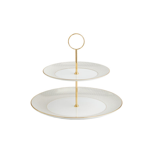Gio Gold kakestativ to etasjer, gull/hvit, Wedgwood