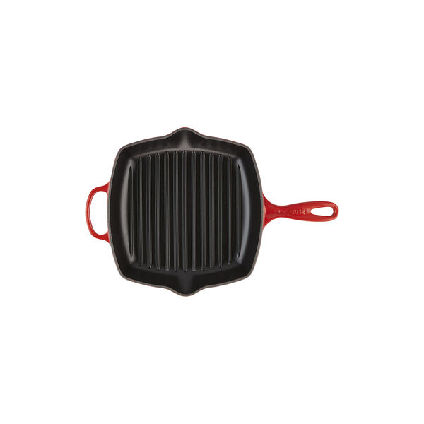 Signature st&oslash;pejern kvadratisk grillpanne 26 cm, cerise, Le Creuset