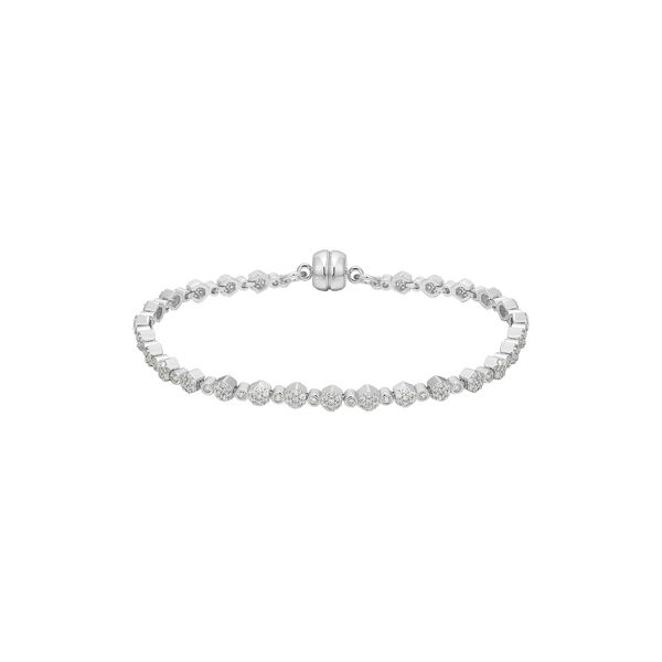 Hex Pave Disc armbånd, sølv, Luv Aj