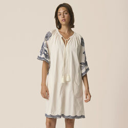 BreannaPW Dress, whisper white w blue emb, Part Two