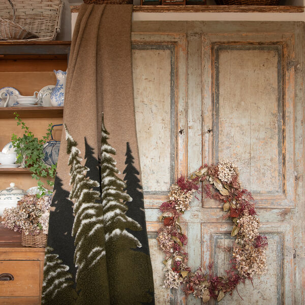 Bosco Verde Easy Boiled Wool pledd, green/brown, Frati Home