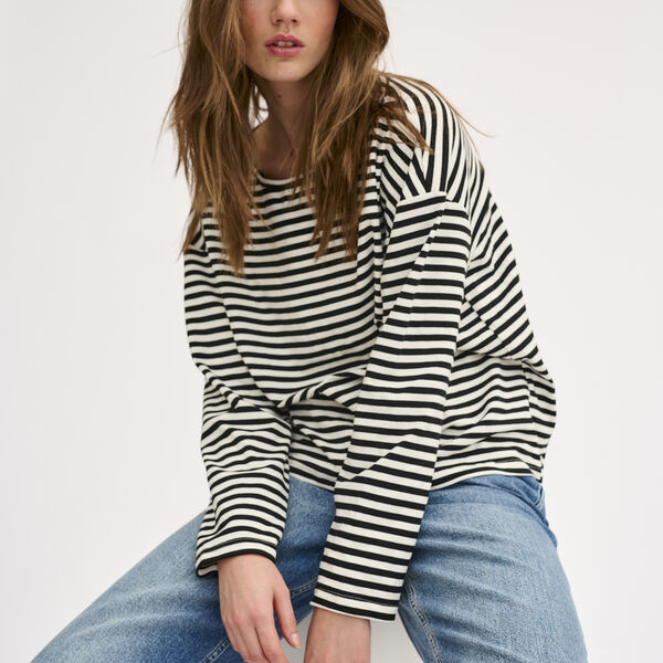 DanaMW Boxy Blouse, black w. off white stripe, My Essential Wardrobe