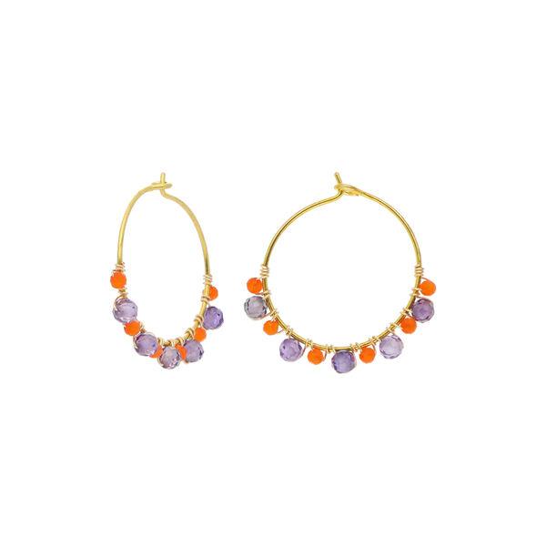 London øreringer, purple/orange, Nuni Copenhagen