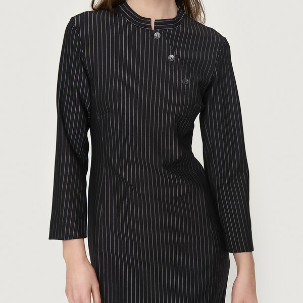 Pinstripe jersey lang kjole, svart n&aring;lestripe, BITTE KAI RAND