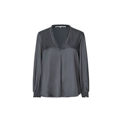 Bardi bluse med v-hals, vulkansk aske, Second Female