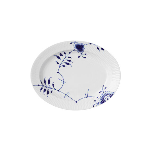 Blå Mega Riflet Ovalt Fat 30,5 cm, Royal Copenhagen