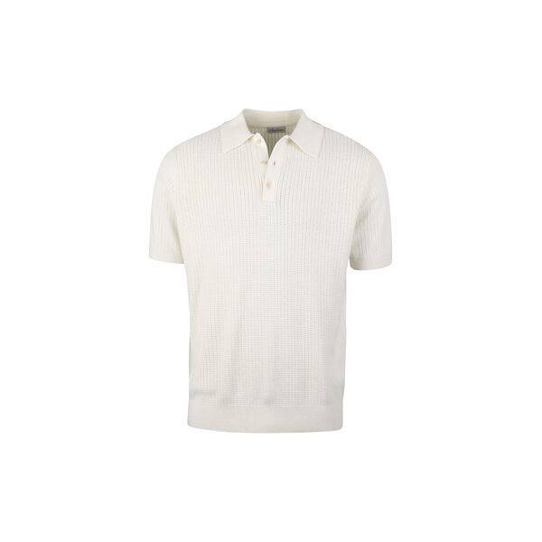 Polo Shirt Knitted Crochet Hemp / Supima Cotton, offwhite, Stenstr&ouml;ms
