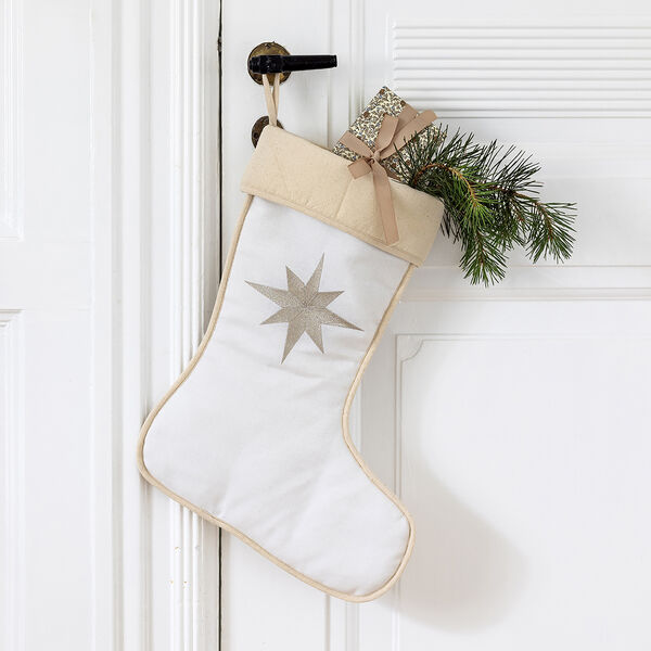 Julesokk med stor brodert sølvstjerne, Langkilde & Søn