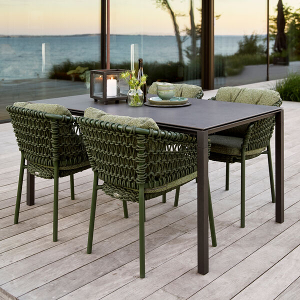 Pure spisebordunderstel 150x90 cm, lys gr&aring;/aluminium, Cane-line