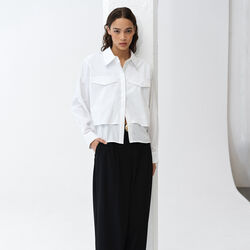 CAMBRIA MILLA MIX SHIRT, linen white, French Connection