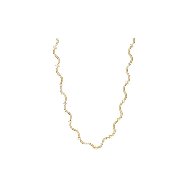 Swirl Tennis Necklace, gold, Crystal Haze