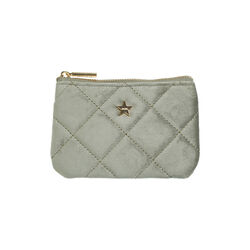 Velvet Quilted Mini Pouch, milieu green, DARK department