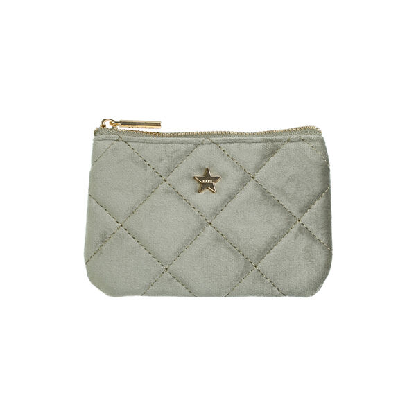 Velvet Quilted Mini Pouch, milieu green, DARK department