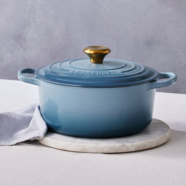 Signature st&oslash;pejern rund gryte &Oslash; 20 cm, chambray, Le Creuset