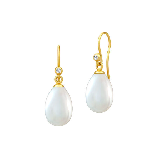 Afrodite øreringer, gold/white pearl, Julie Sandlau