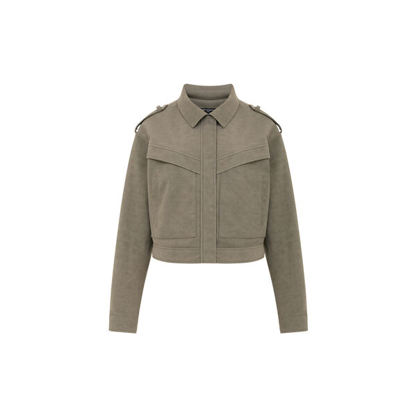 LARISSA FAUX SUEDE BOMBER JACKET, vintage khaki, French Connection