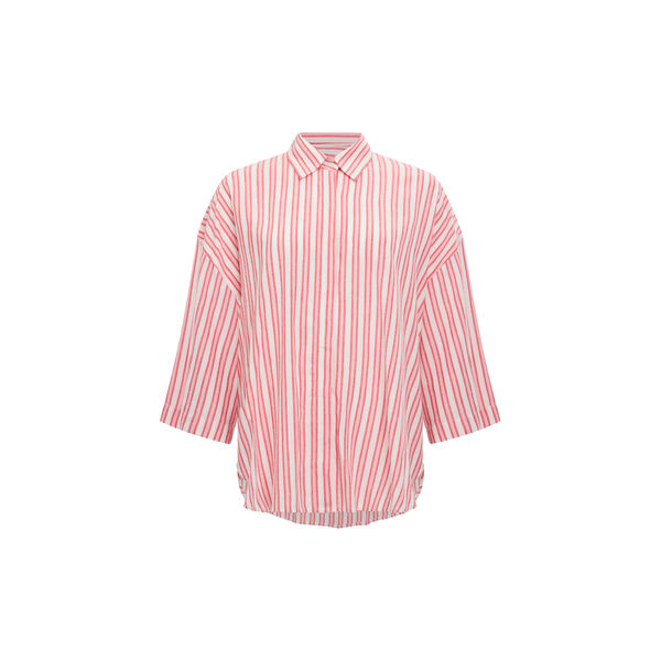 CHERYL LINEN BLEND SHIRT, watermelon red stripe, French Connection