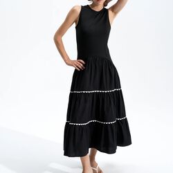 KAYLIE JERSEY RIC RAC DRESS, black/white, French Connection