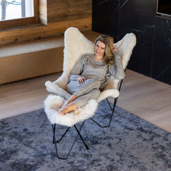 MARIPOSA Butterfly Ottoman, pearl white, WEICH Couture Alpaca