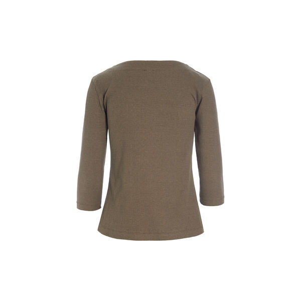 Globe rib bluse med 3/4 erme, chocolate chip, BITTE KAI RAND