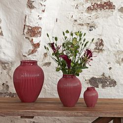 Knabstrup vase med riller, bordeaux, Knabstrup Keramik