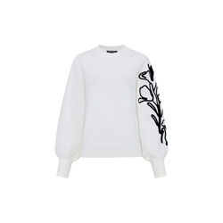 Patrice Floral Sleeve Jumper, summer white/black, French Connection
