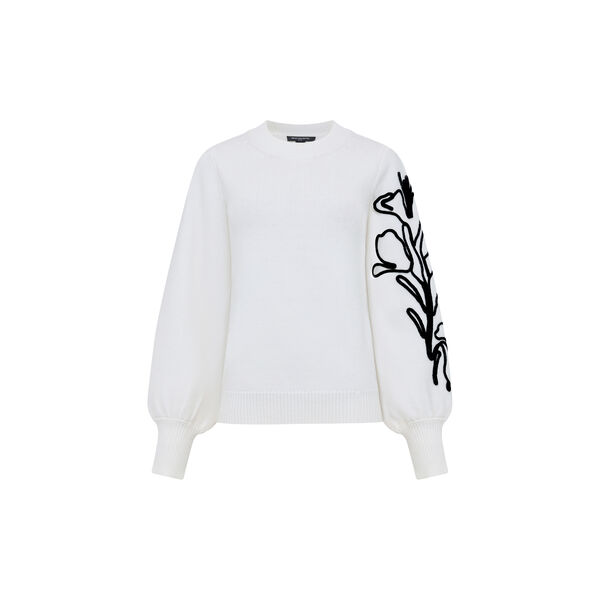 Patrice Floral Sleeve Jumper, summer white/black, French Connection