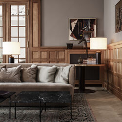 Gravity Table Lamp, black marble/canvas, GUBI