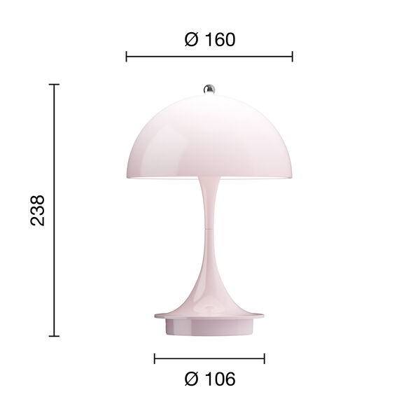 Panthella 160 Portable Table Lamp, opal pale rose Panthella 160 Portable Table Lamp, opal pale rose, Louis Poulsen