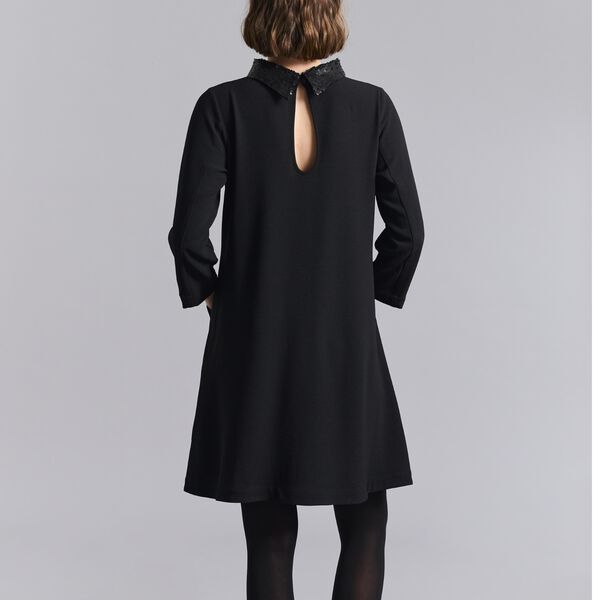Nima crepe dress with collar, black, BITTE KAI RAND