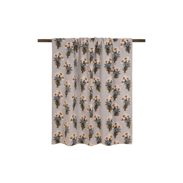 BUNCH OF FLOWERS GREY Easy boiled wool pledd 150x190cm, Frati Home